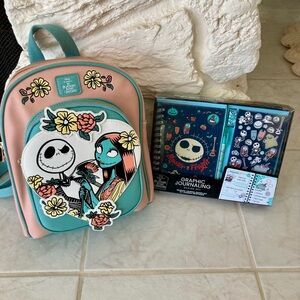 Loungefly/Disney The Nightmare Before Christmas PINK Mini Backpack w/ Journal